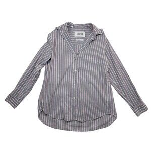 Grayson Frank & Eileen Hero Long Sleeve Button Top Striped Gray Women's 2 Small